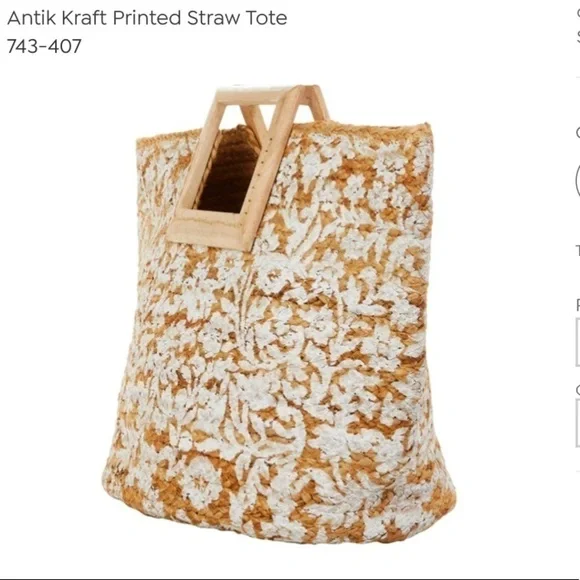 Antik Kraft Floral Jute Tote-NWT - Picture 3 of 7